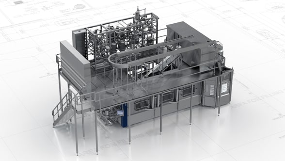 Aseptic system with H₂O₂ bottle sterilisation PET-Asept D