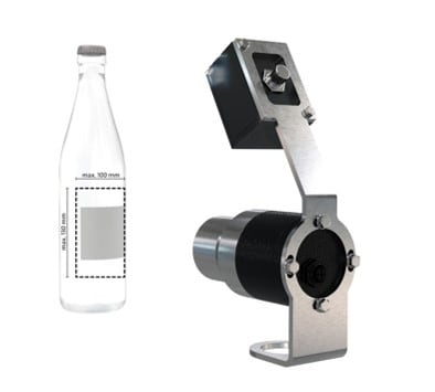 Label inspection unit with compact camera Label inspection unit with compact camera